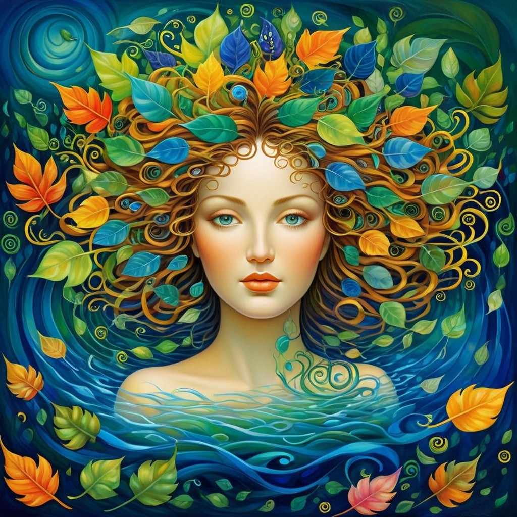 Vibrant Portrait of Woman with Nature Elements
