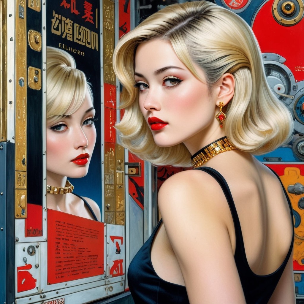 Glamorous woman with bobbed blonde hair and vintage style