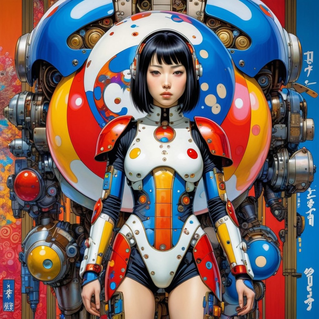 Futuristic Female Figure in High-Tech Armor Design