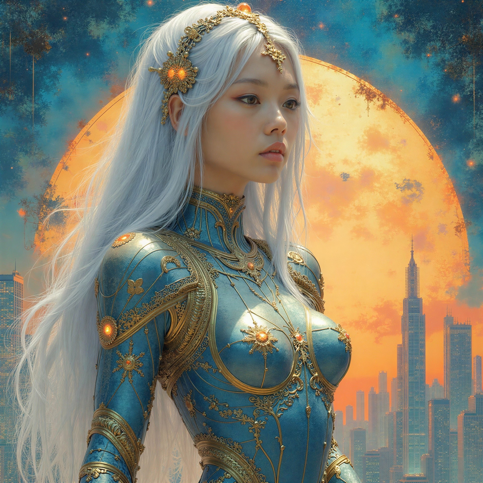Fantasy Armor Design Featuring a Long-Haired Woman