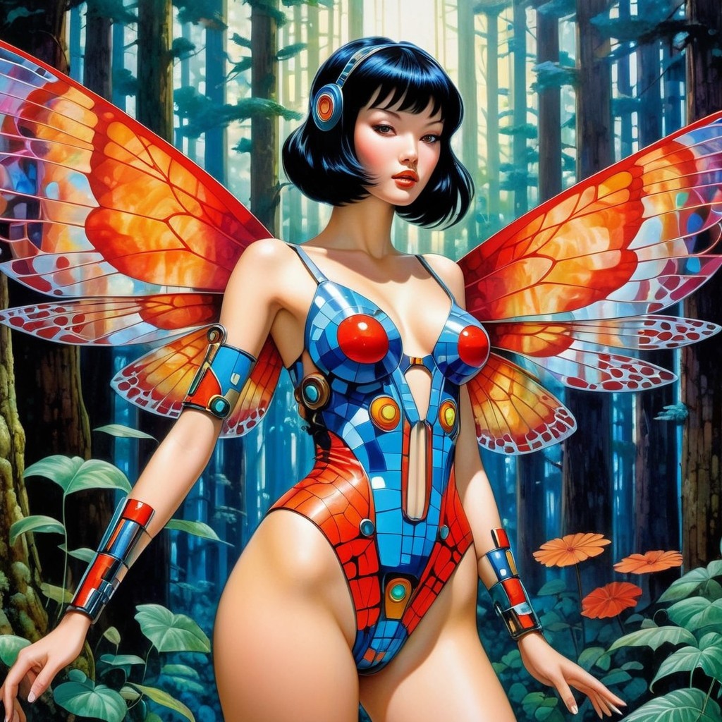 Character with Butterfly Wings in Vibrant Forest Setting