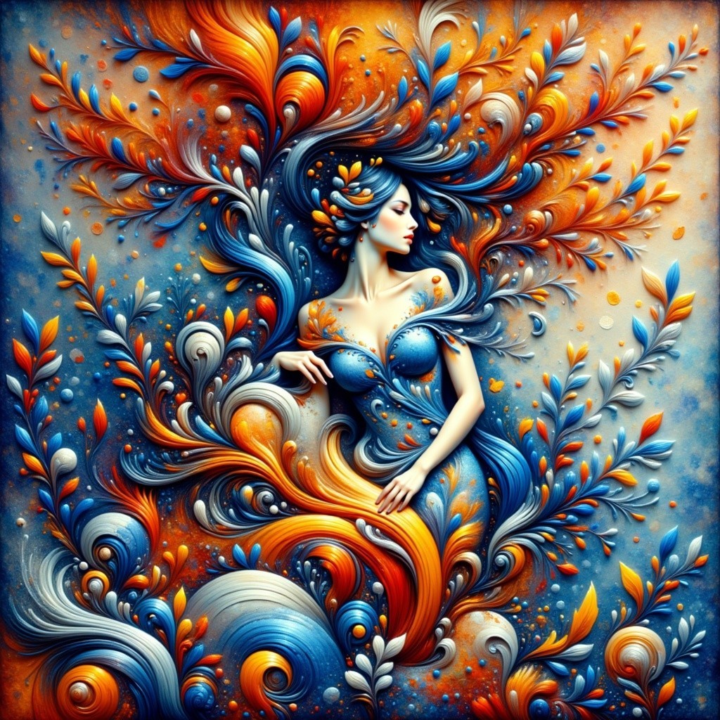 Intricate Swirling Design with Vivid Colors and Patterns