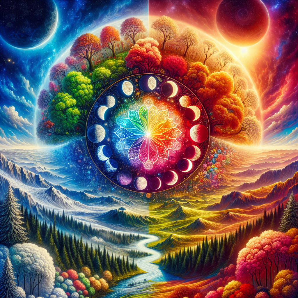 Contrasting Seasonal Landscape with Mandala Symbolism