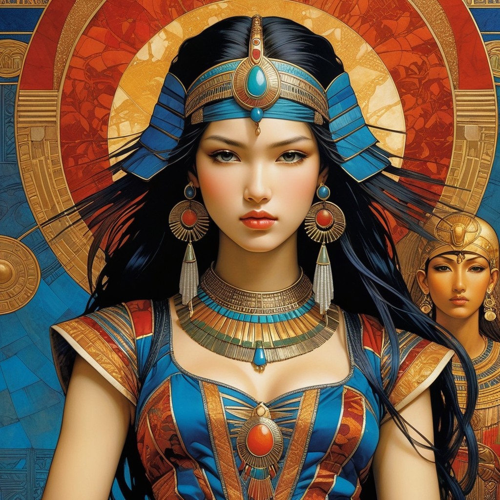 Royal Figure in Ornate Ancient Egyptian Attire