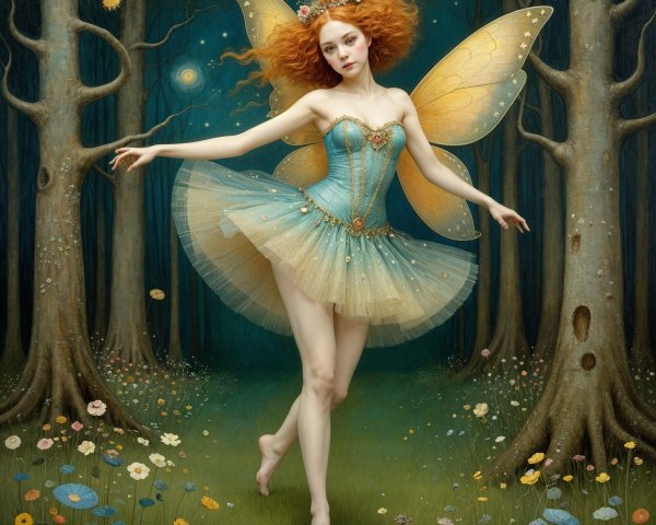 Whimsical Fairy in a Magical Forest Setting