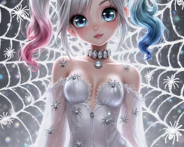 Digital Painting of Anime Character with Spider Theme