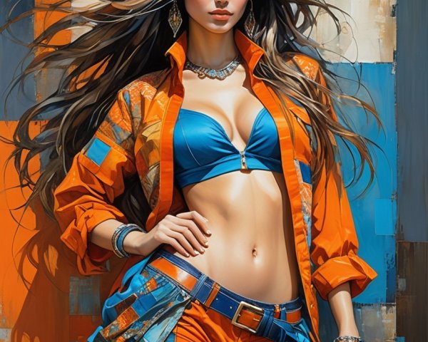 Confident Woman in Vibrant Summer Fashion and Colors
