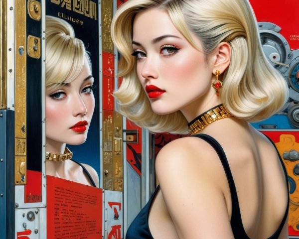 Glamorous woman with bobbed blonde hair and vintage style