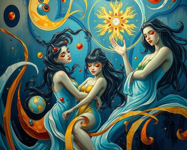 Three Ethereal Women Representing Celestial Bodies