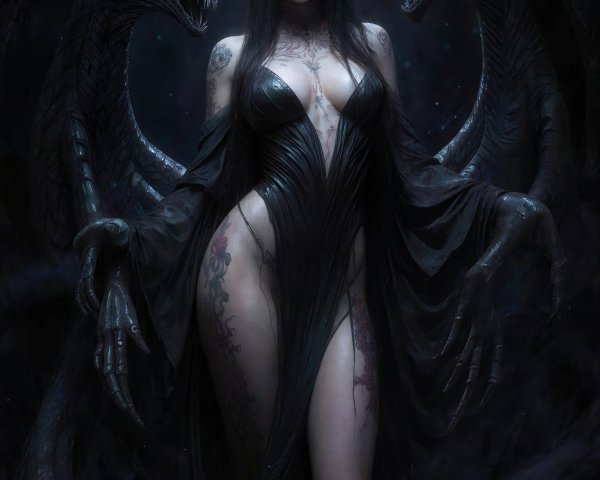 Cinematic Portrait of a Gothic Succubus with Demon