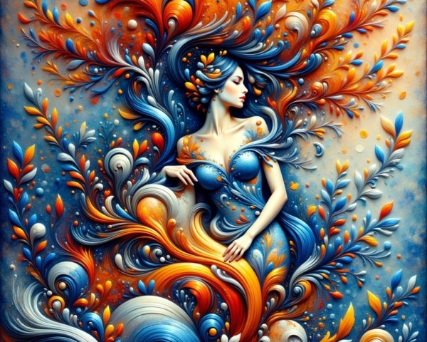 Intricate Swirling Design with Vivid Colors and Patterns