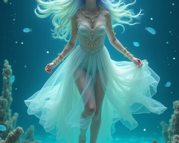 Mystical Woman in Serene Underwater Scene