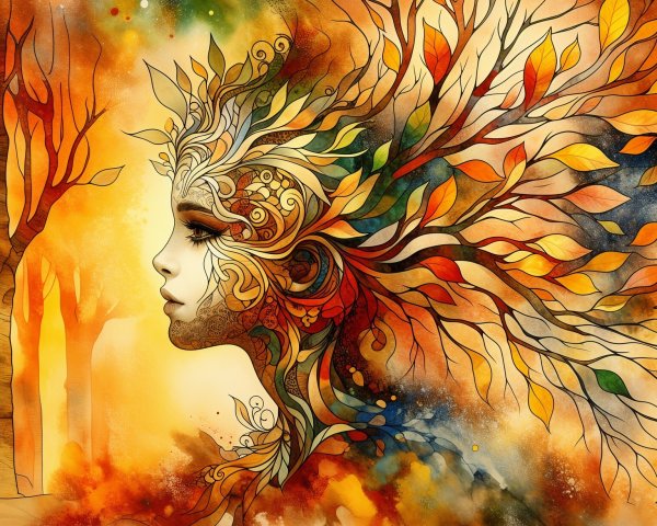 Vibrant Artistic Representation of a Woman's Profile