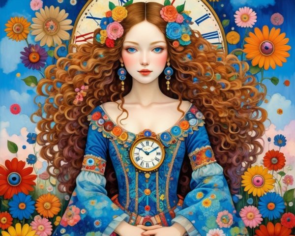 Whimsical Portrait of a Young Woman in Nature