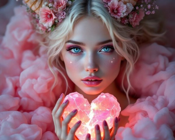 Portrait of a Young Woman with Floral Decorations