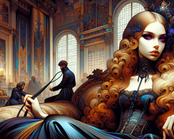Elegant Scene of a Woman in a Lavish Room