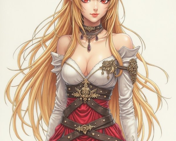 Fantasy Character with Blonde Hair and Red Eyes