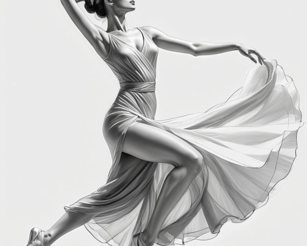Elegant Dancer in Flowing Dress Capturing Movement