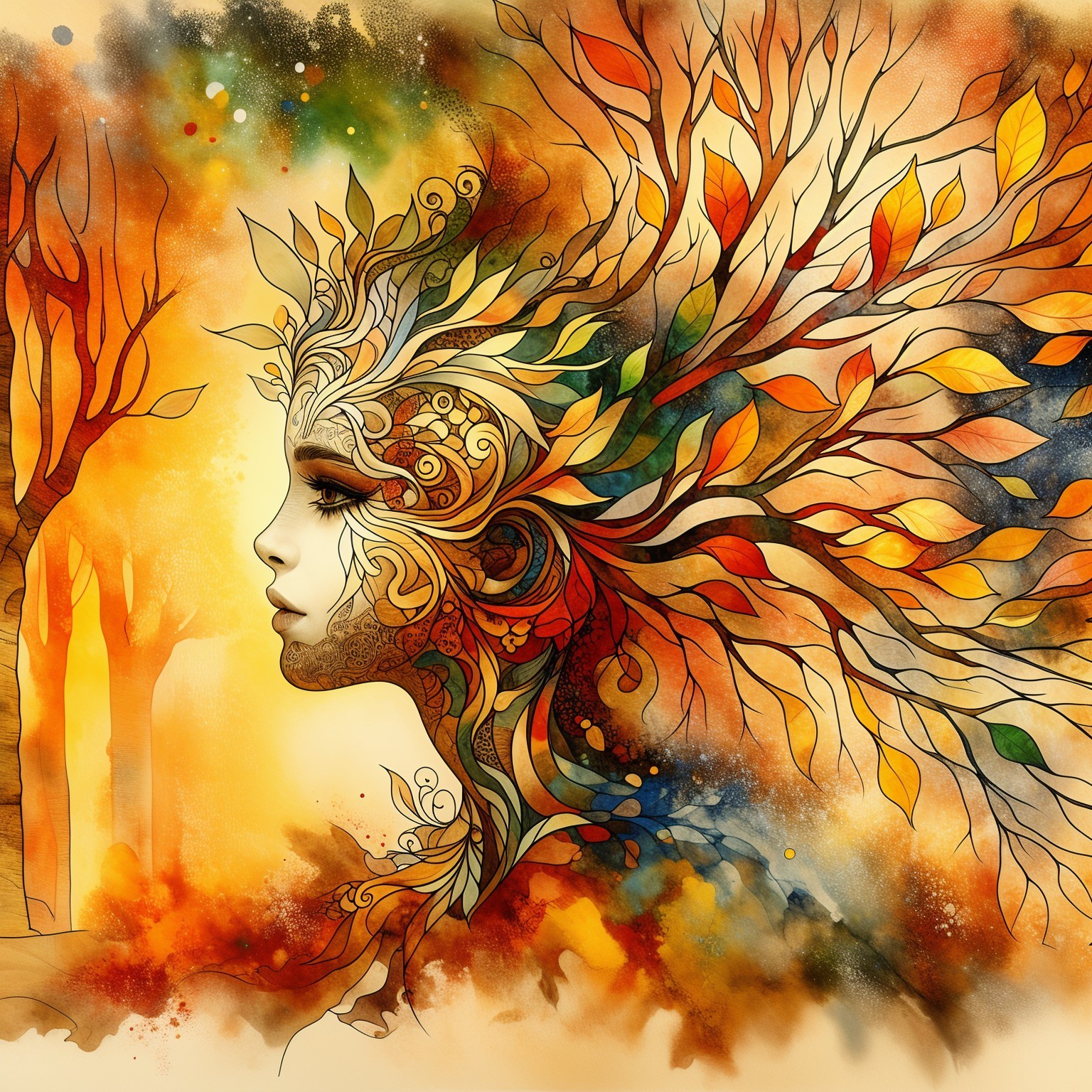 Vibrant Artistic Representation of a Woman's Profile