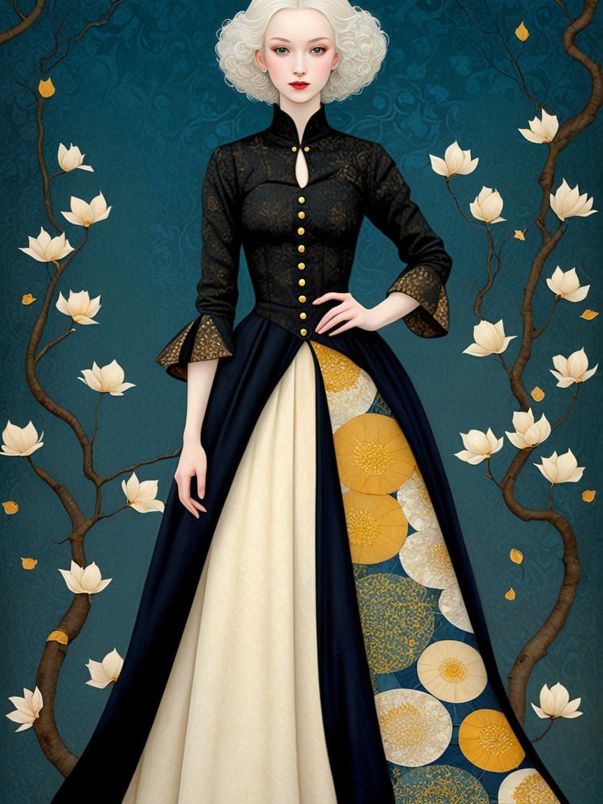 Elegant gown with traditional and modern design elements