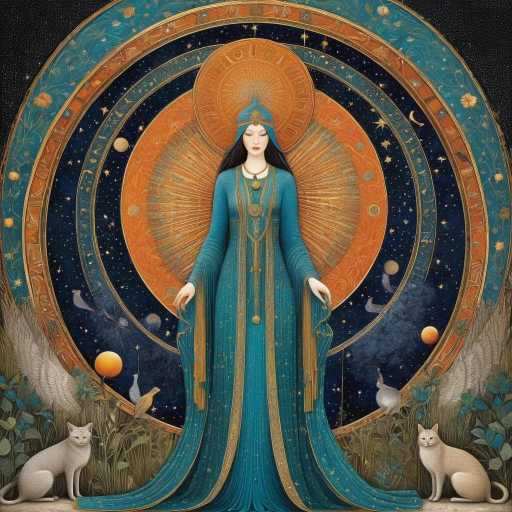 Neo-Byzantine Art of a Queen in Cosmic Setting