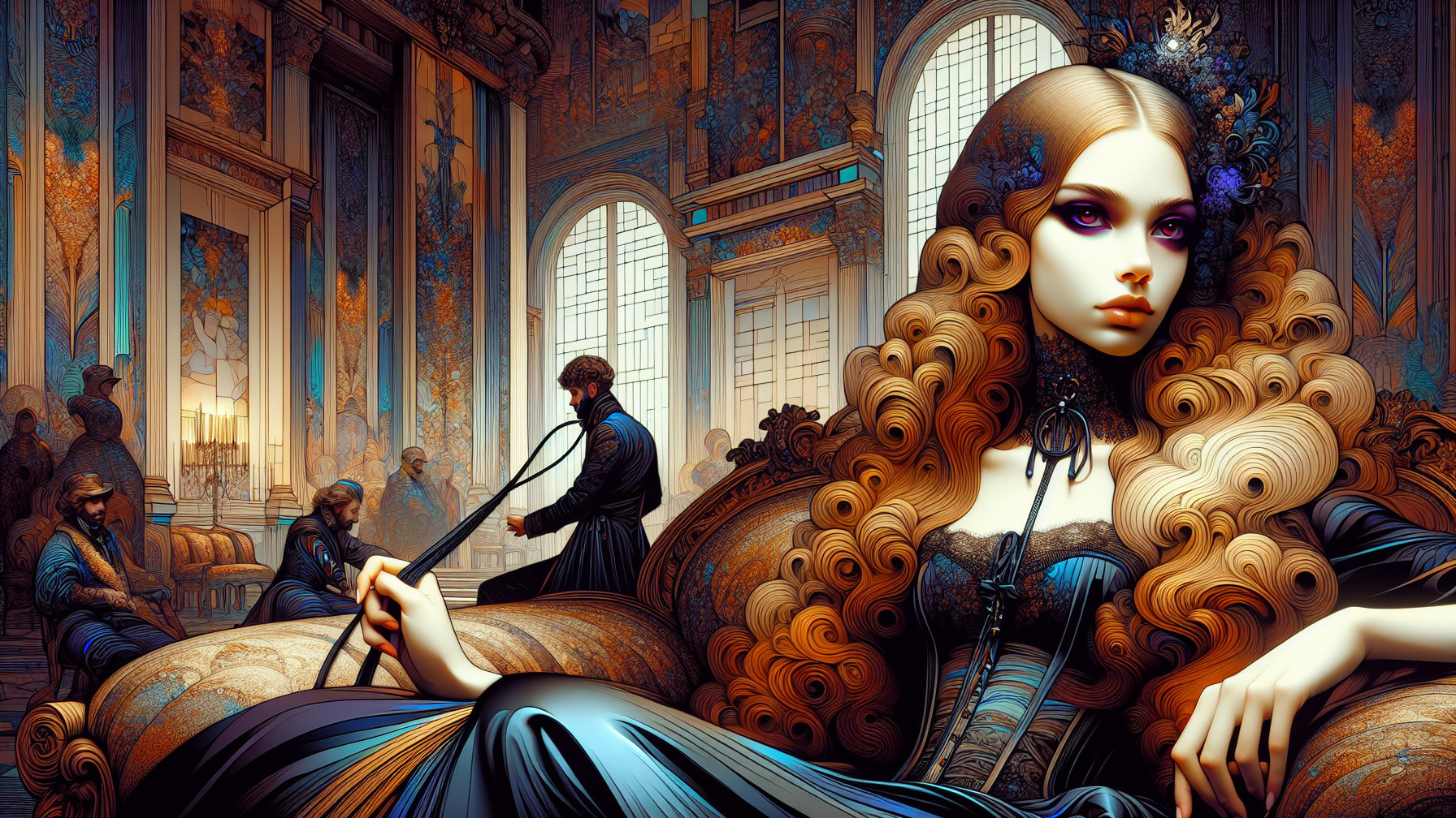 Elegant Scene of a Woman in a Lavish Room
