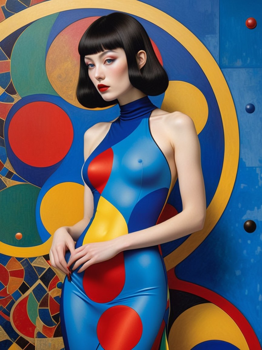 Modern Figure in Colorful Geometric Background
