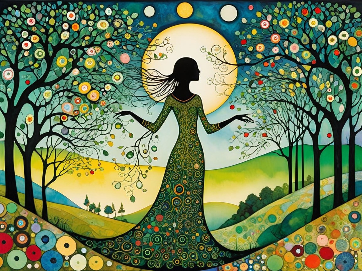 Abstract Illustration of Woman in Flowing Dress