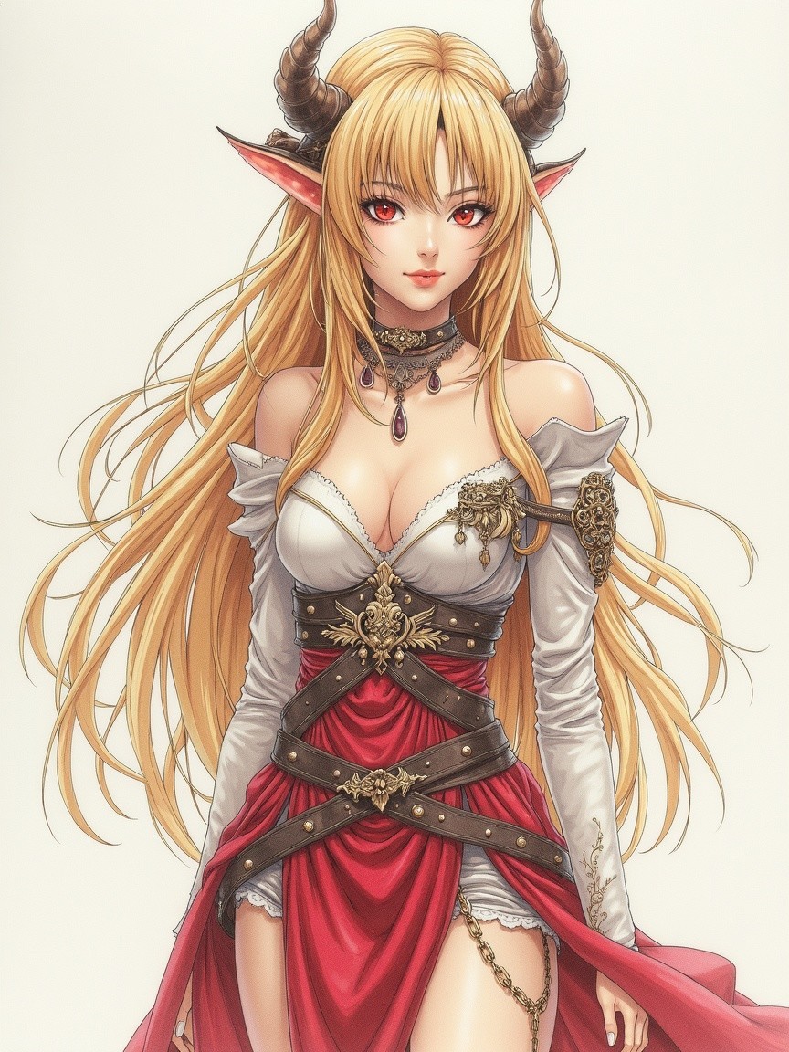 Fantasy Character with Blonde Hair and Red Eyes