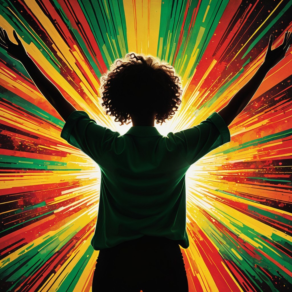 Silhouette with Colorful Background Symbolizing Joy