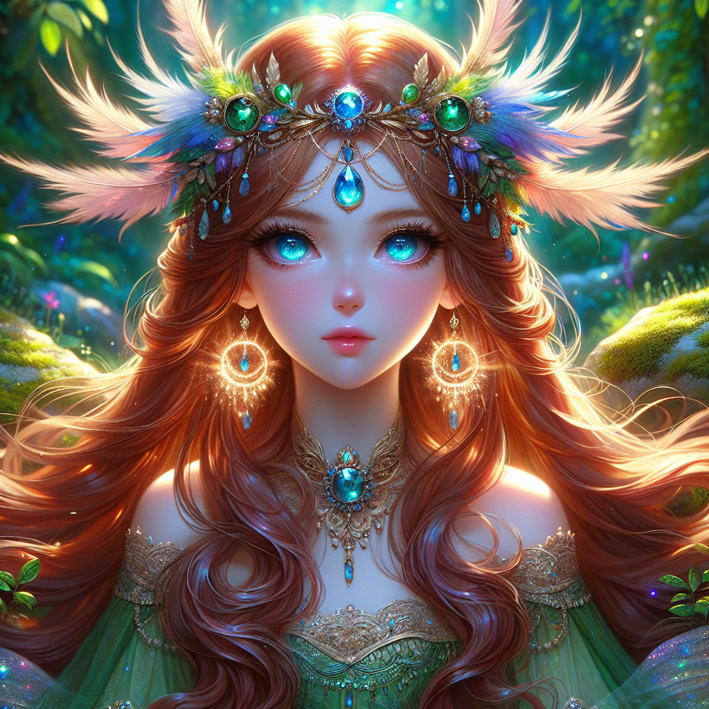 Mystical Fairy in Enchanted Forest with Jewels