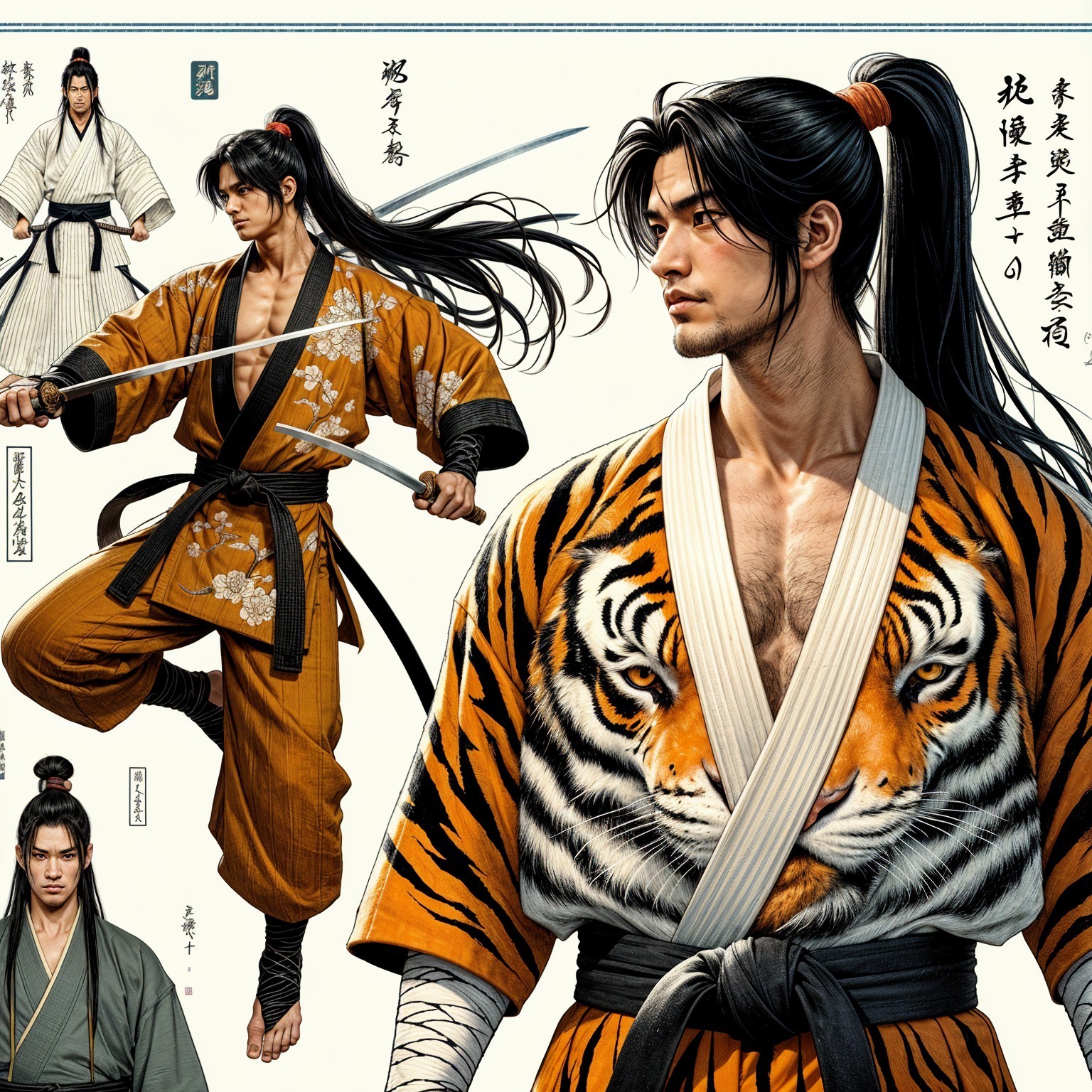 Stylized Japanese Warrior in Intricate Clothing Design