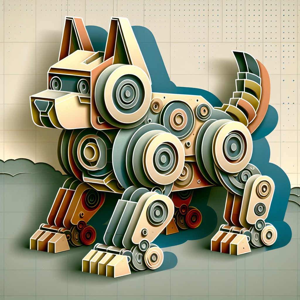 Playful Robotic Dog Figure with Geometric Design