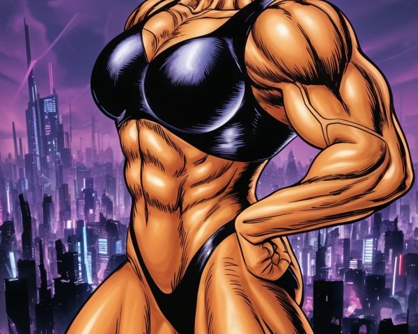 Powerful Female Superhero in Sleek Black Bodysuit