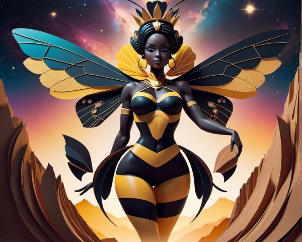 Regal Figure Merging Queen and Bee Elements