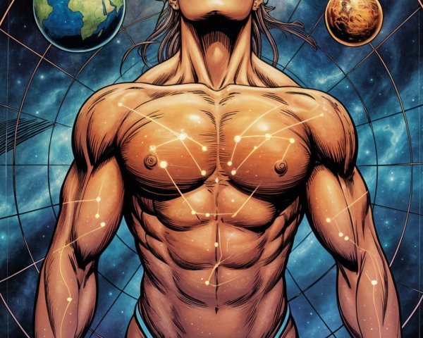 Cosmic Figure with Imposing Physique and Planets