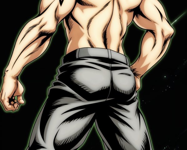 Muscular Character with Silver Hair and Star Tattoo