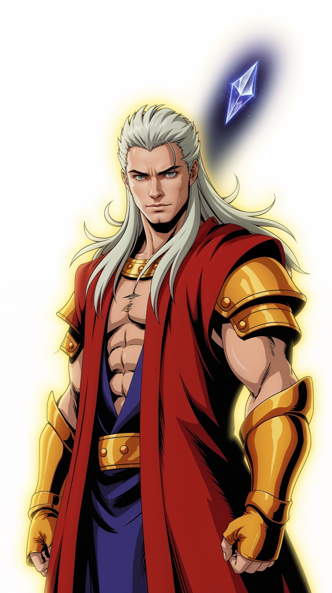 Fantasy Character with Regal Robe and Mystical Gem