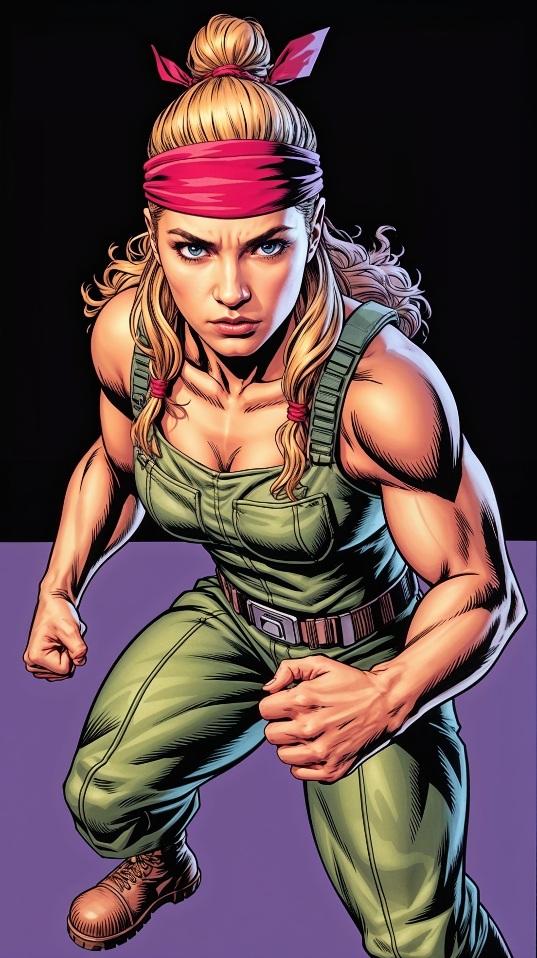 Female Superhero in Dynamic Pose with Muscular Physique