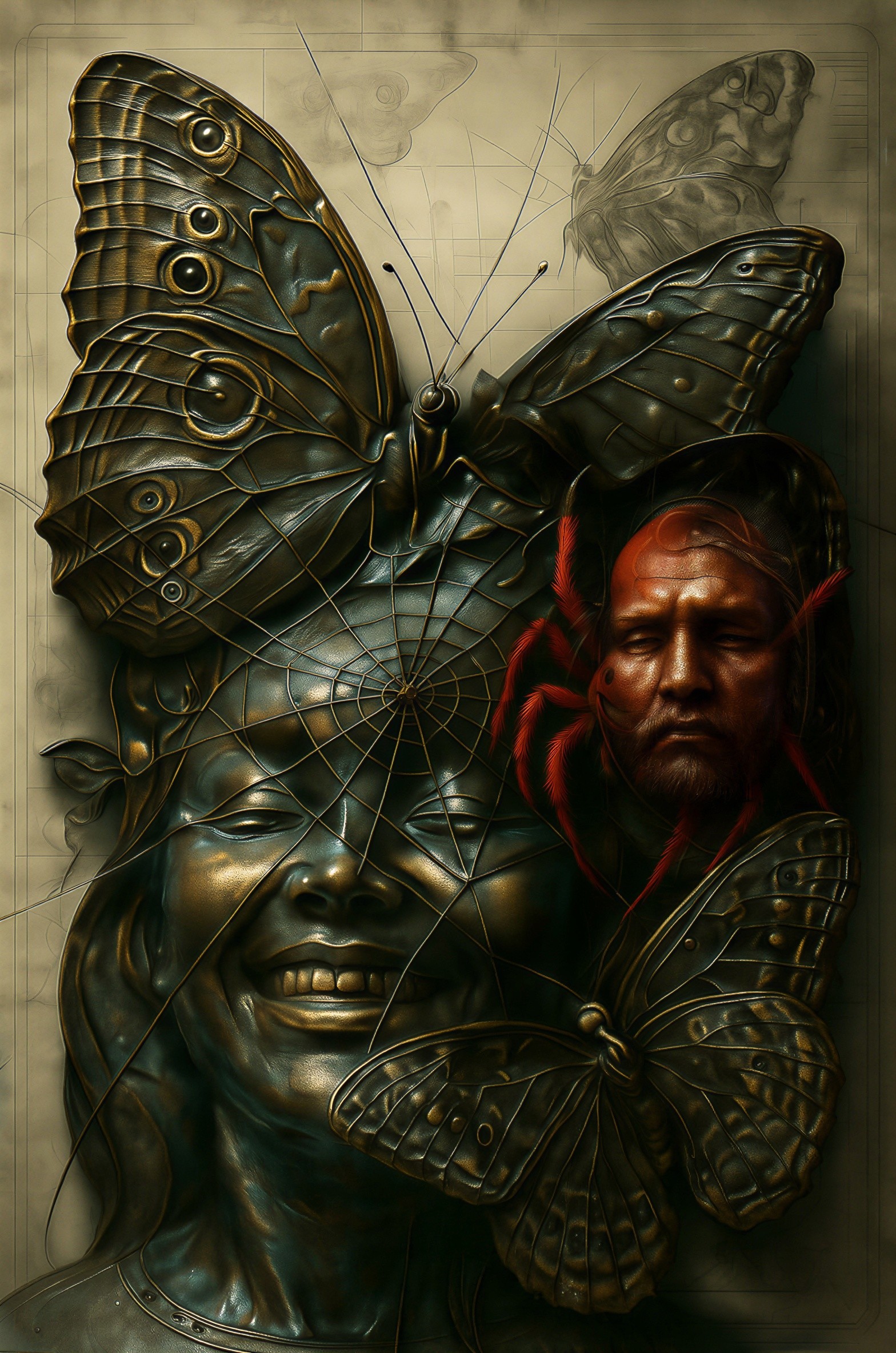 Surreal Composition of Nature and Human Form Elements