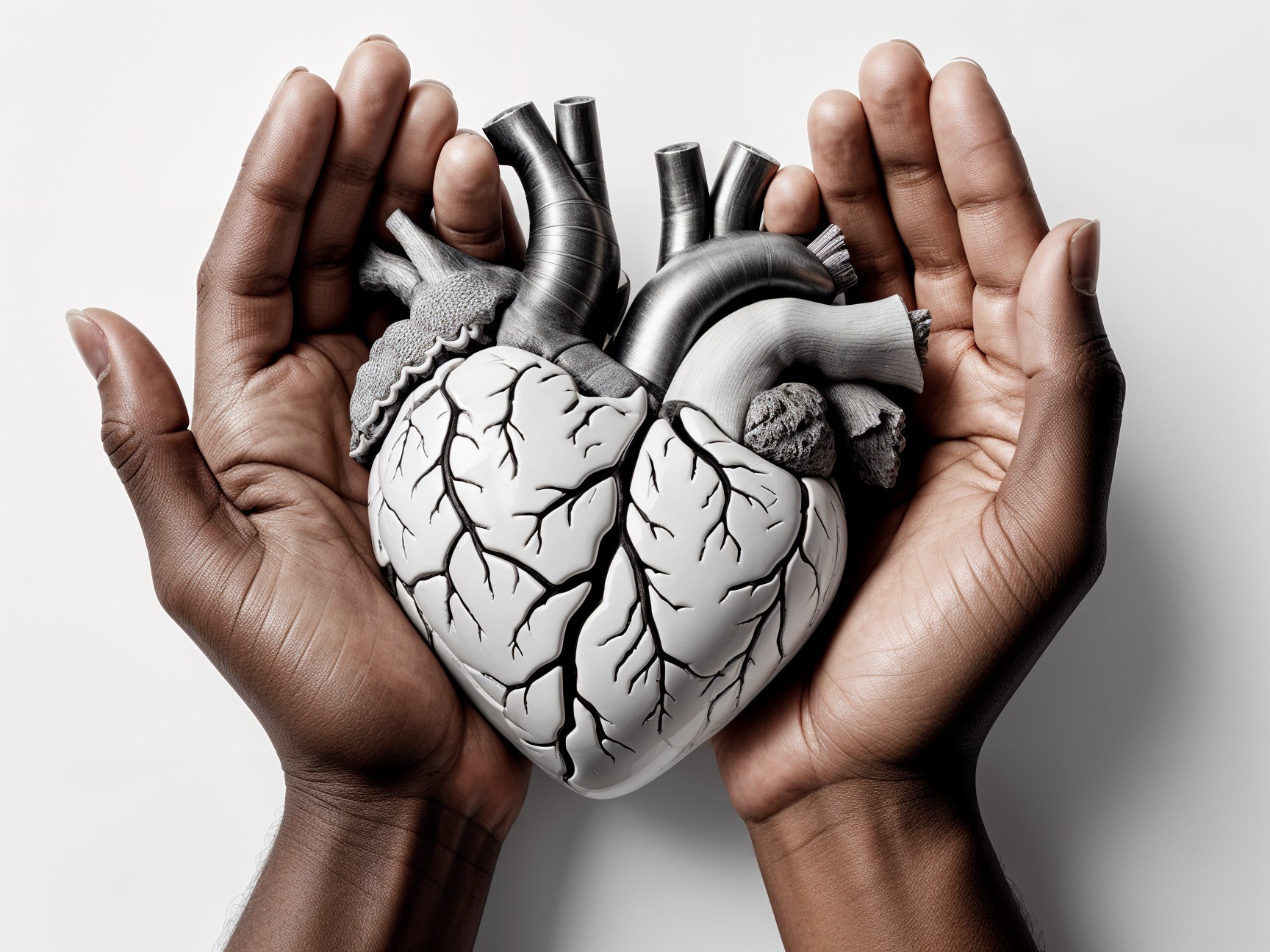 Stylized Heart in Hands Depicting Human Anatomy