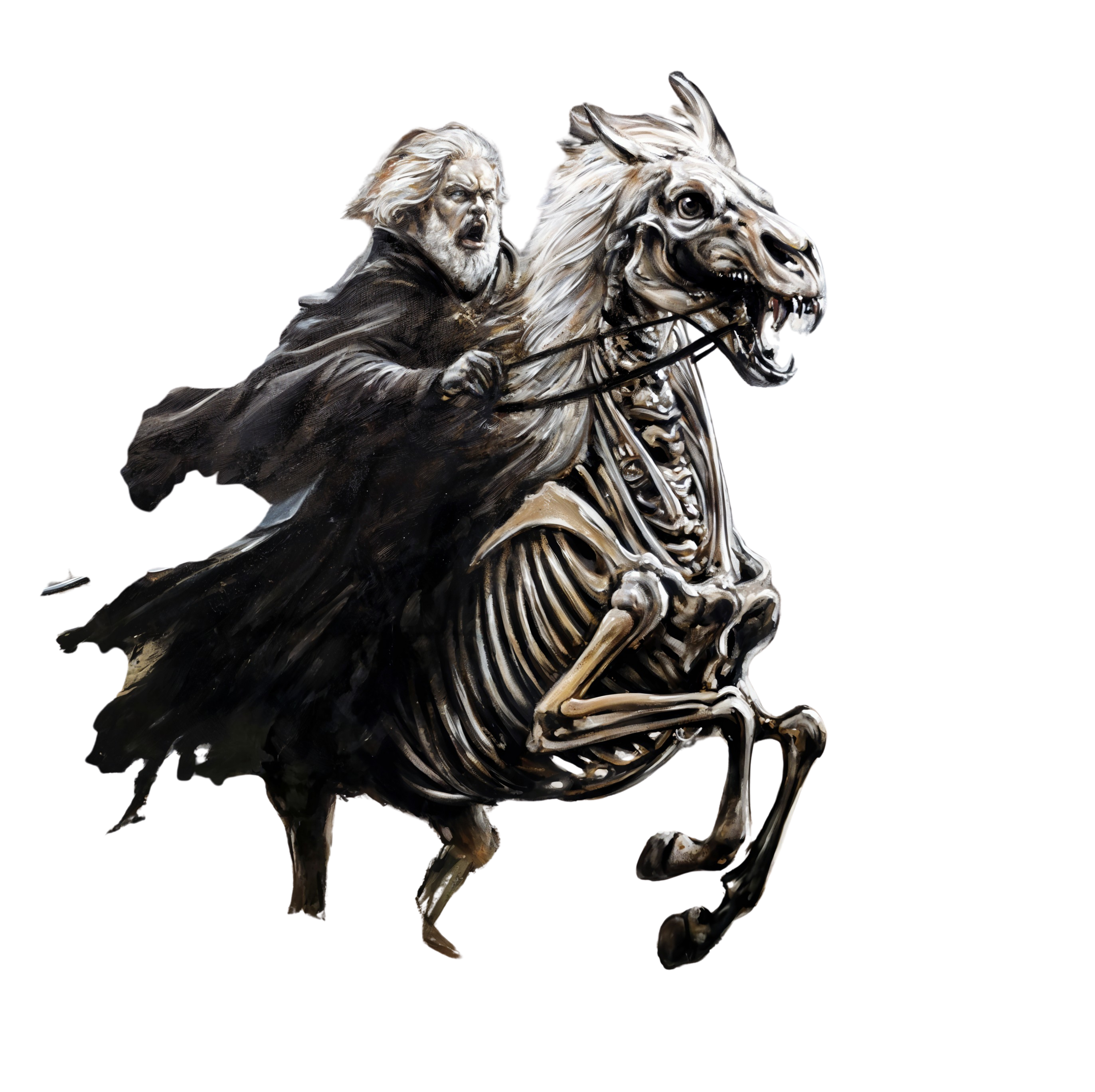 Spectral Rider on a Skeletal Horse in Dark Setting