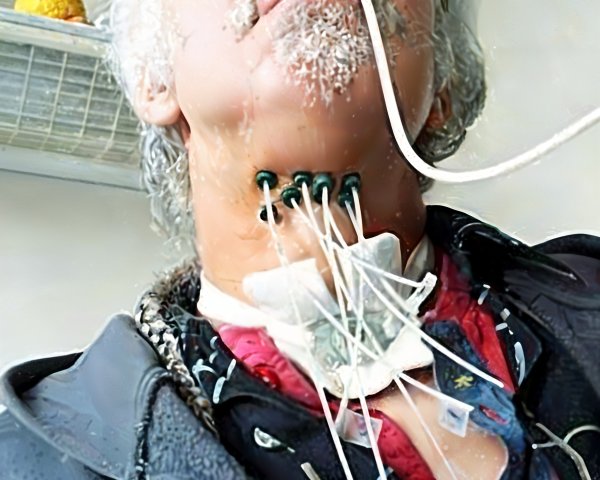 Man with Gray Hair in Medical Setting with Rubber Duck