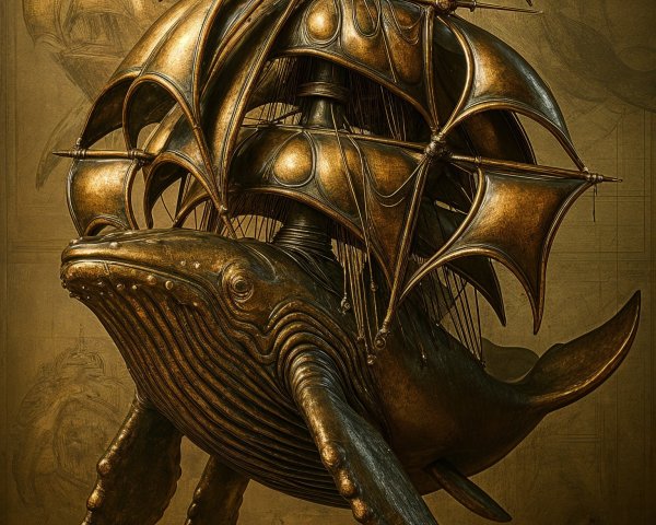 Steampunk Whale Ship with Mechanical Elements