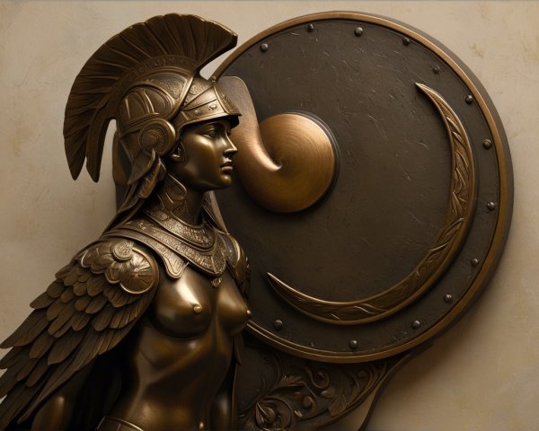 Bronze Statue of a Female Warrior in Ancient Armor