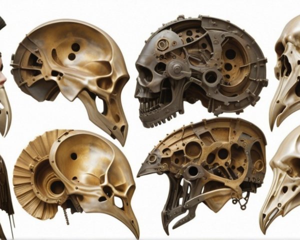Intricate Steampunk Helmets and Skulls Collection