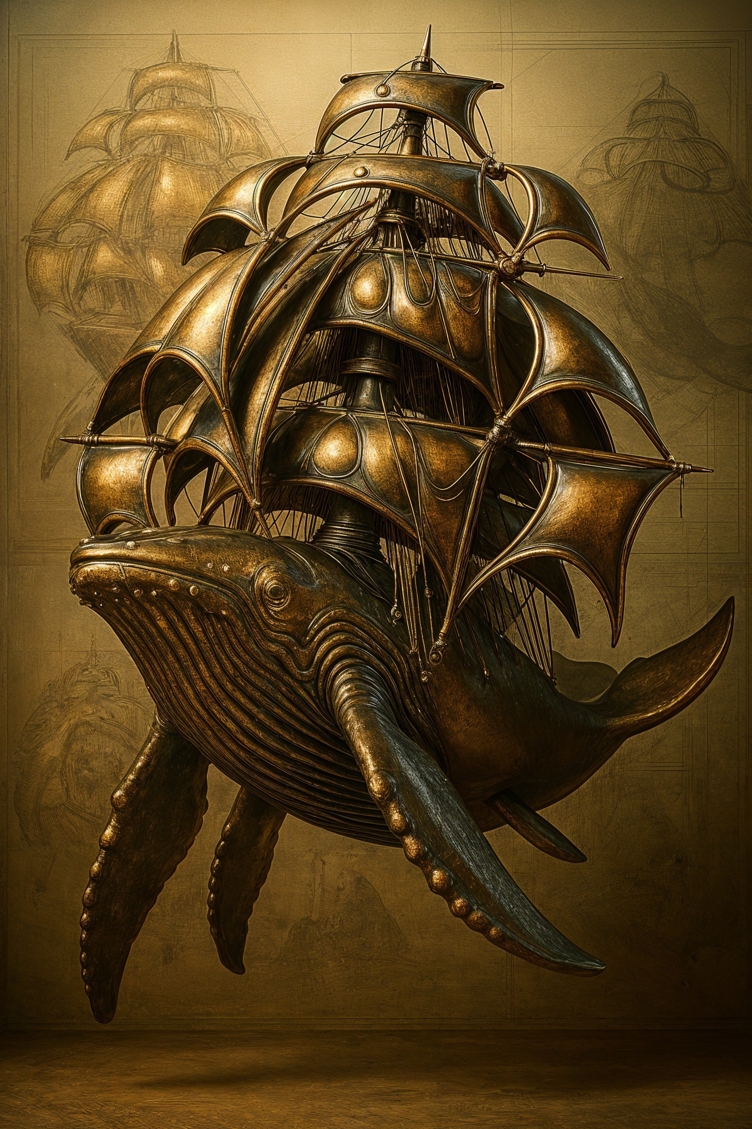 Steampunk Whale Ship with Mechanical Elements