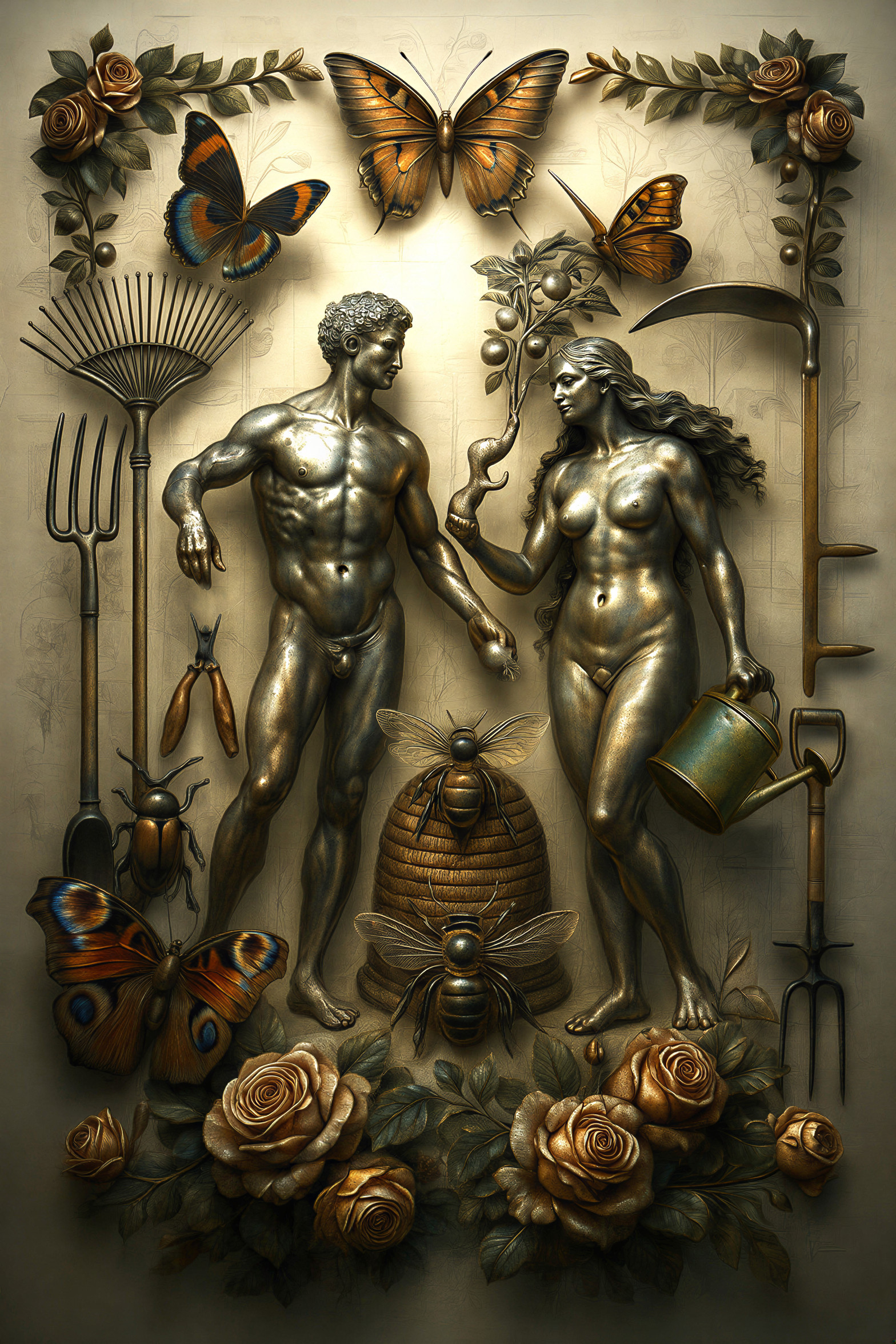 Bronze Relief of Nature and Fertility Figures