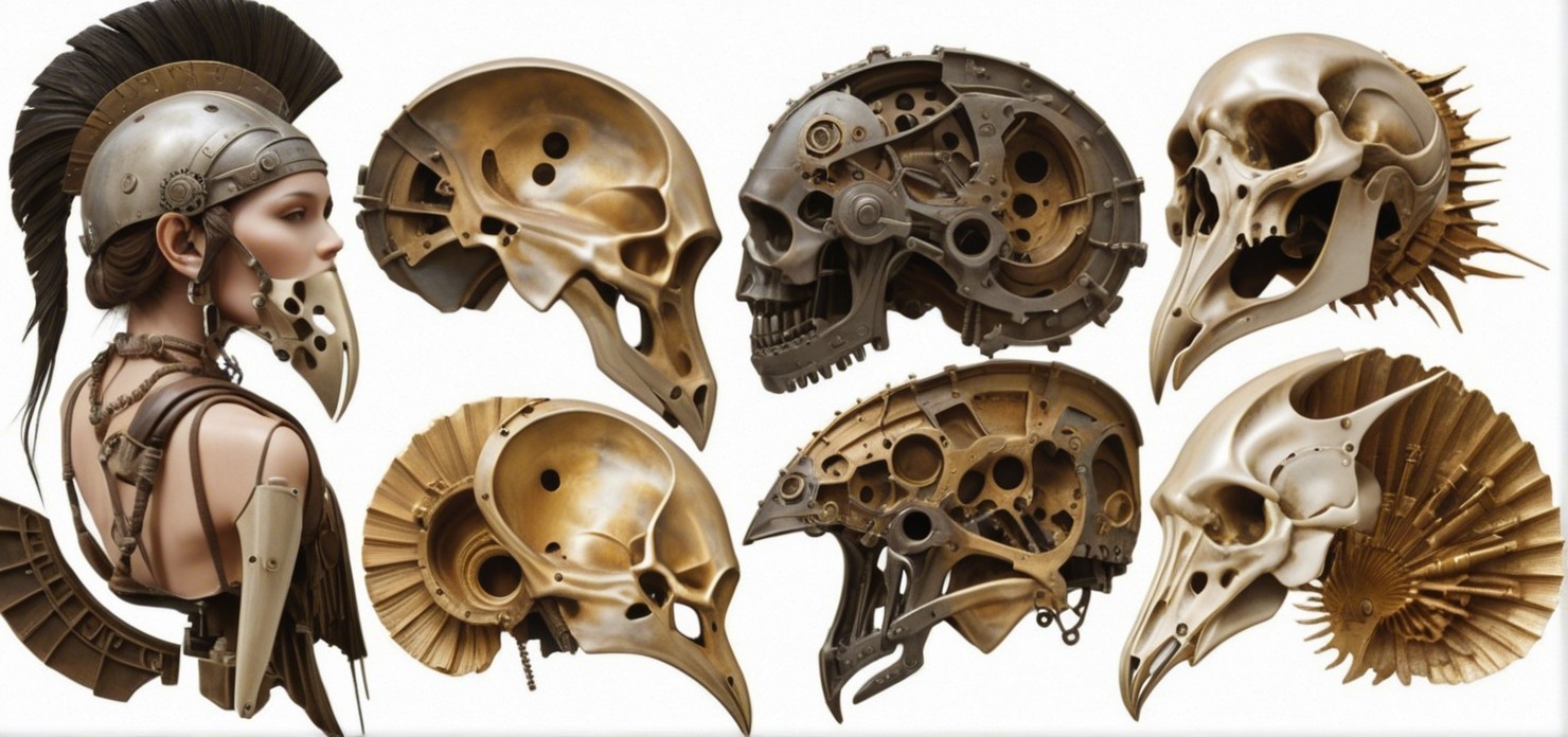 Intricate Steampunk Helmets and Skulls Collection