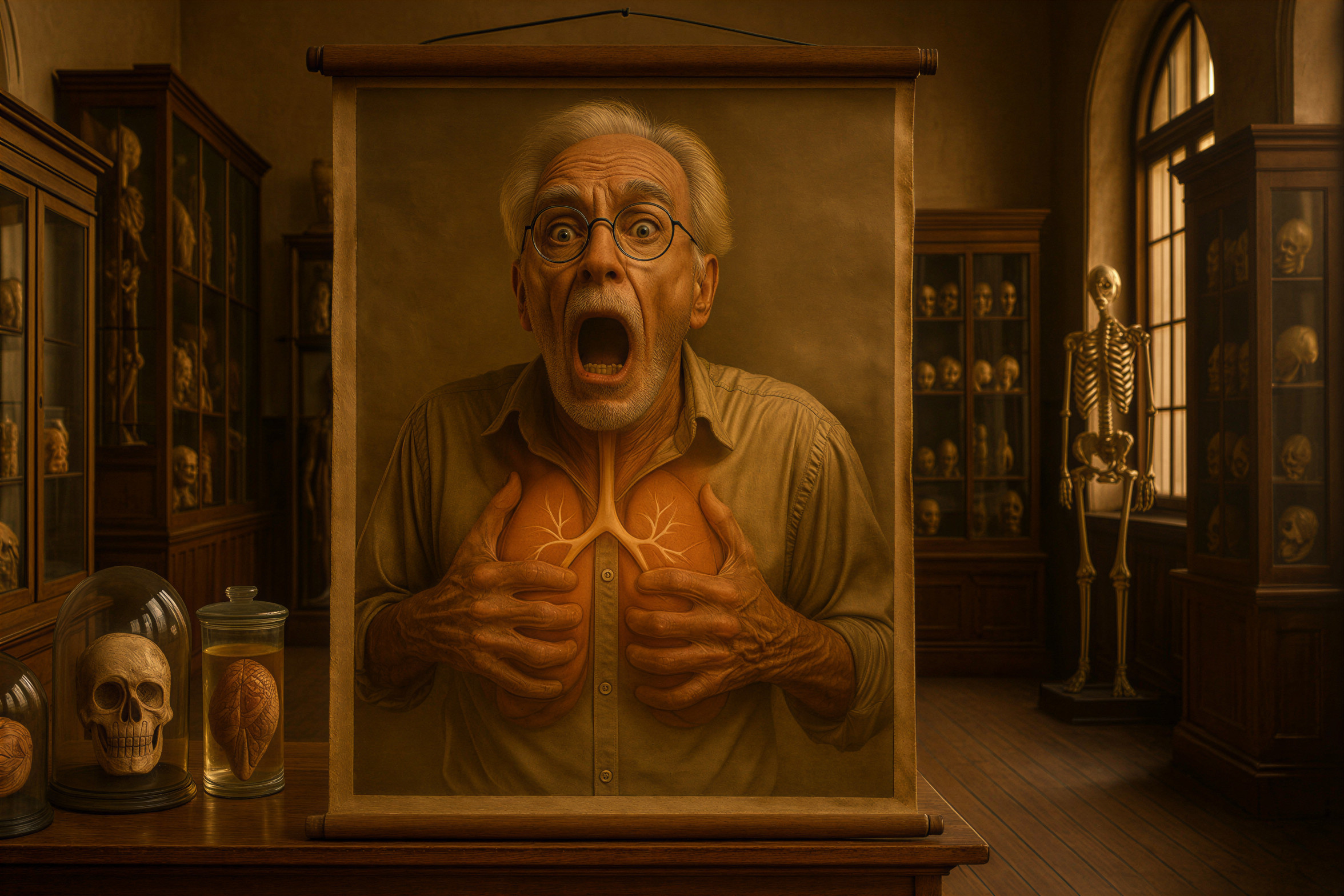 Portrait of an Elderly Man in a Macabre Setting